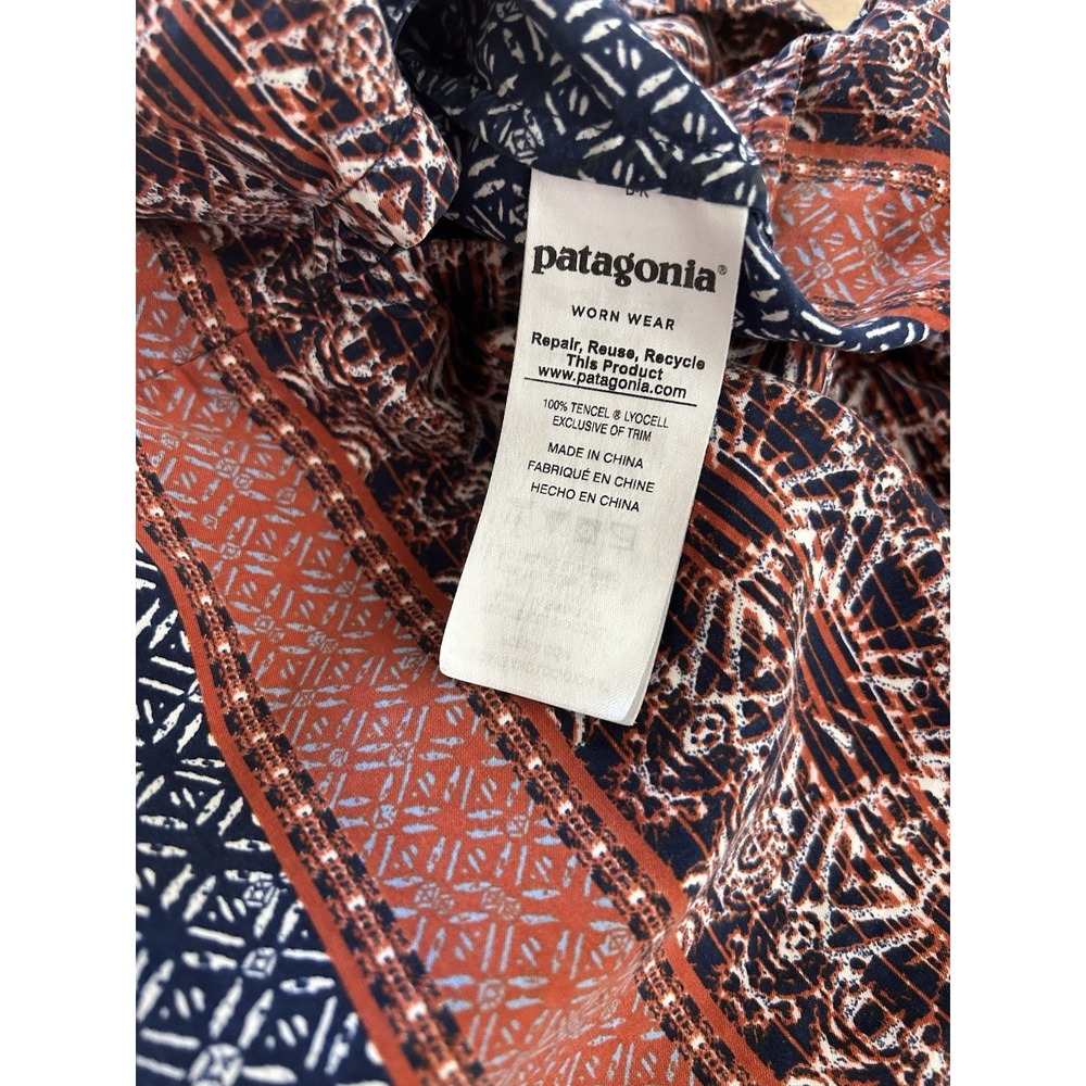 PATAGONIA Lost Wildflower Dress in Sunburst Crux Navy w Pockets Adjustable Sz XL - Picture 11 of 12